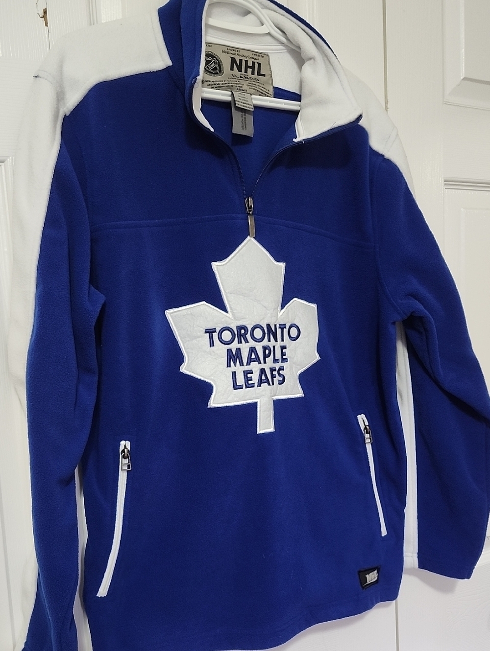 NHL Toronto Maple Leafs Royal Blue and White Quarter-Zip Fleece